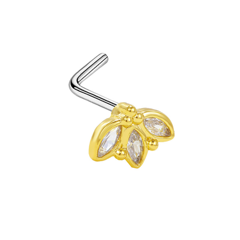 Picture of Gabe Europe and the United States cross-border heart pendant zircon puncture nose nail bee nose ring L rod nose nail puncture factory outlet