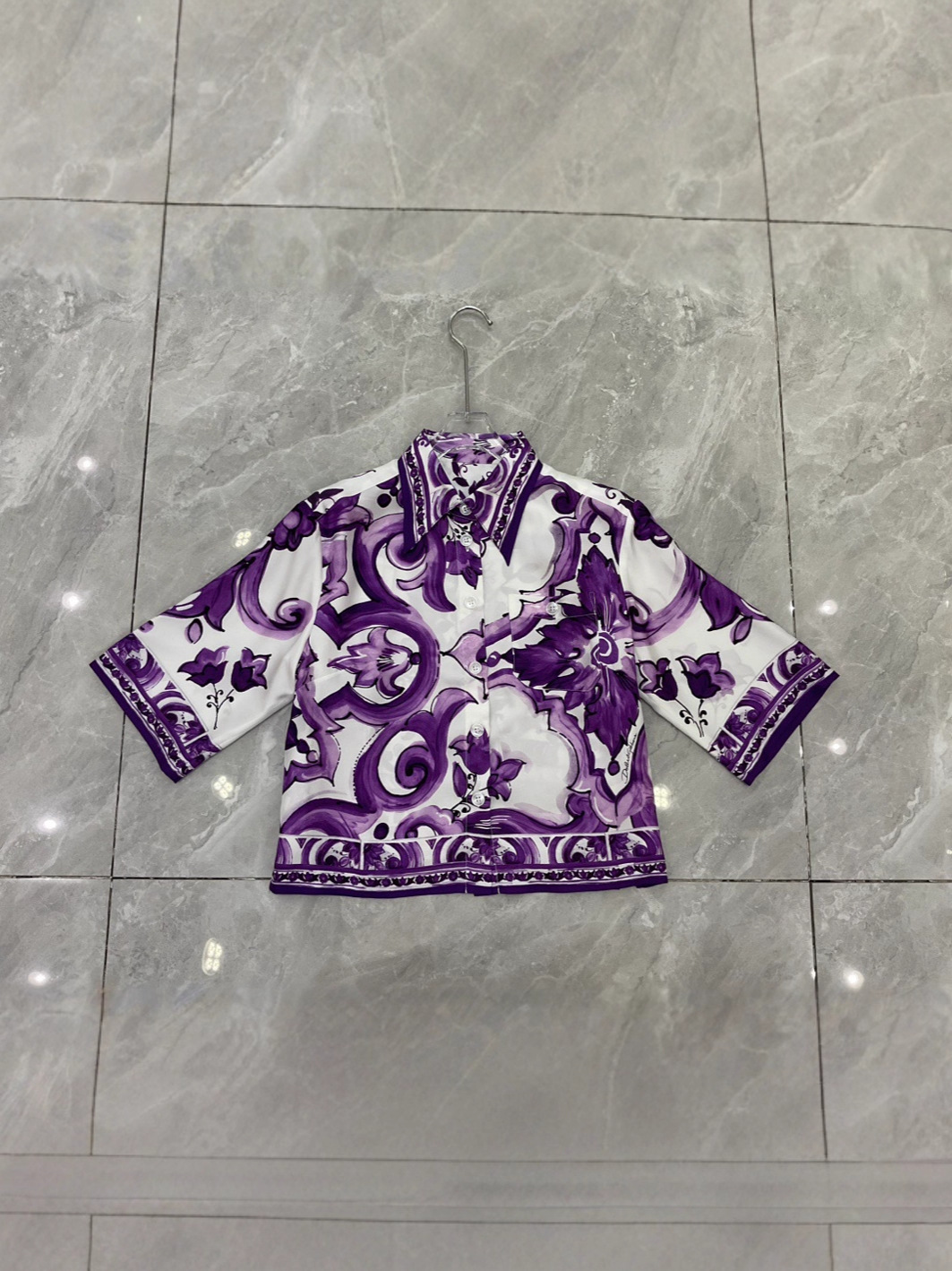 Purple ceramic glaze 16 moomi silk fashionable short-sleeved shirt with high-waisted slimming shorts, large swing short skirt and long skirt two-piece set