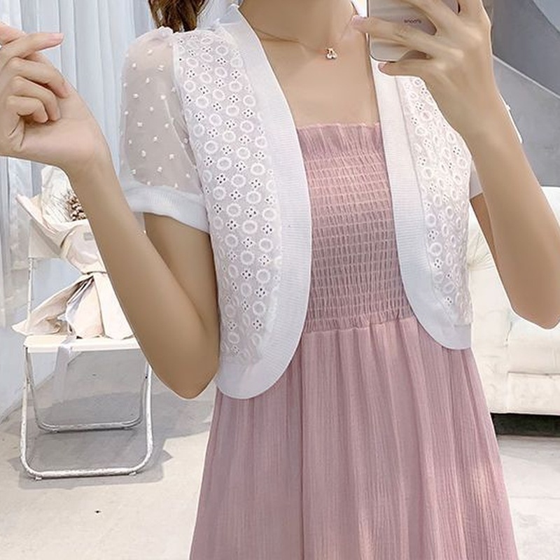 Picture of Selected fashion summer new short-sleeved chiffon shawl lace cardigan short coat thin elegant women's clothing