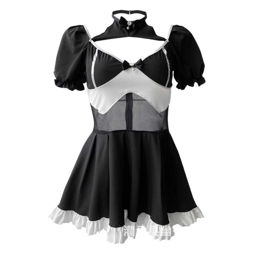 Lin linting perspective pajamas women's new spring and summer one-piece nightdress V-neck sexy short skirt thin homewear 2530