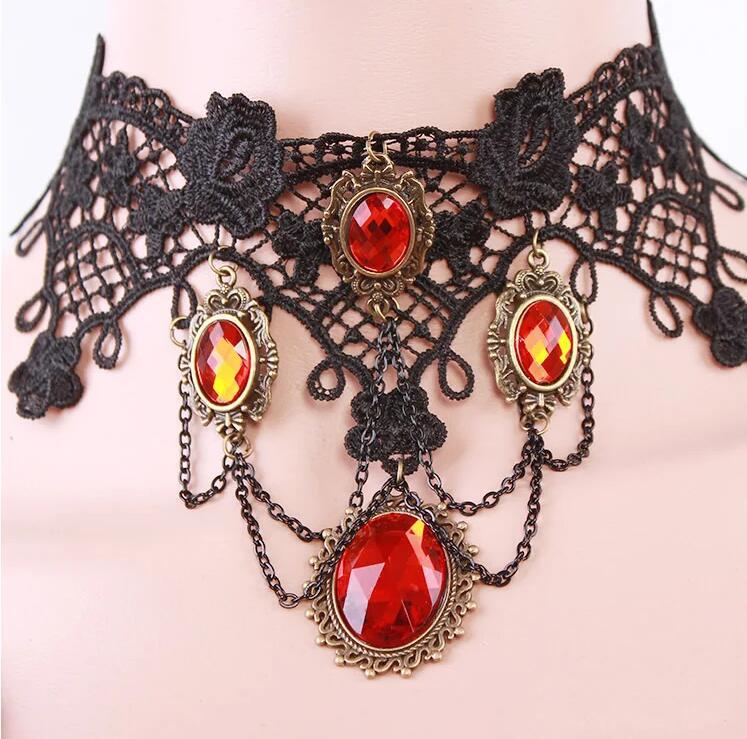 Picture of Cross Border Accessories Women's Neck Strap Court Gothic Spice Girl Neck Chain Lace Necklace Choker Clavicle Chain Collar Collar Vintage