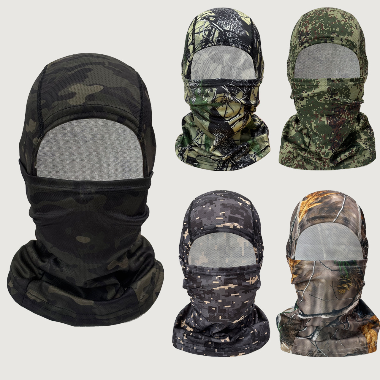 Cross-Border Summer New Outdoor Quick-Drying Mesh Breathable Cycling Mask One-Piece Tactical Fishing Camouflage Hood Ready for Sale