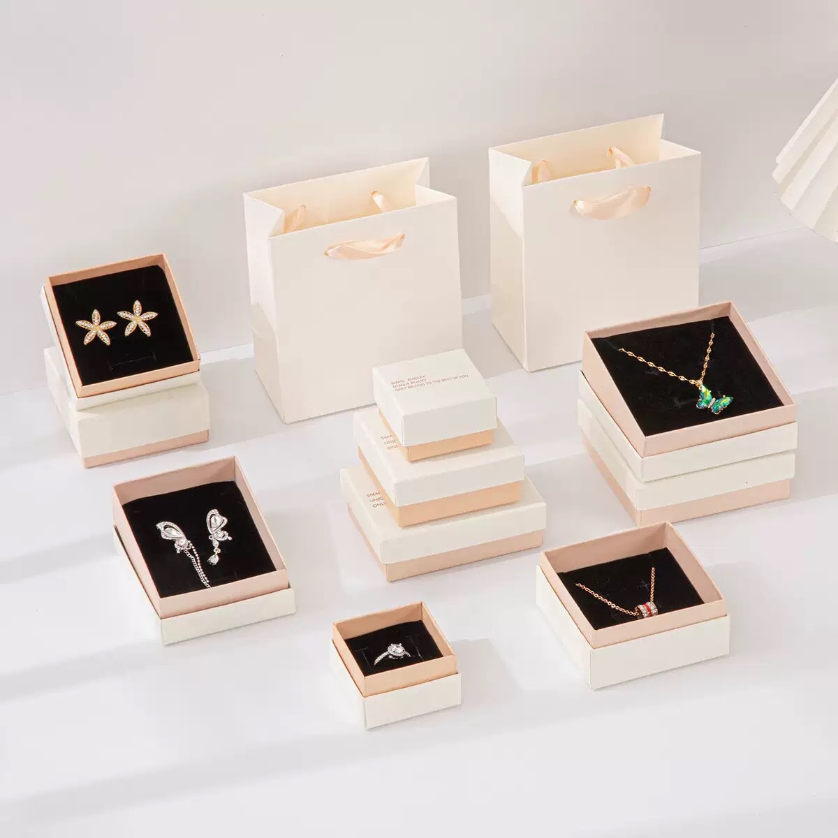 Gift box special texture fresh jewelry box gift box ring earrings necklace jewelry box packaging heaven and earth cover