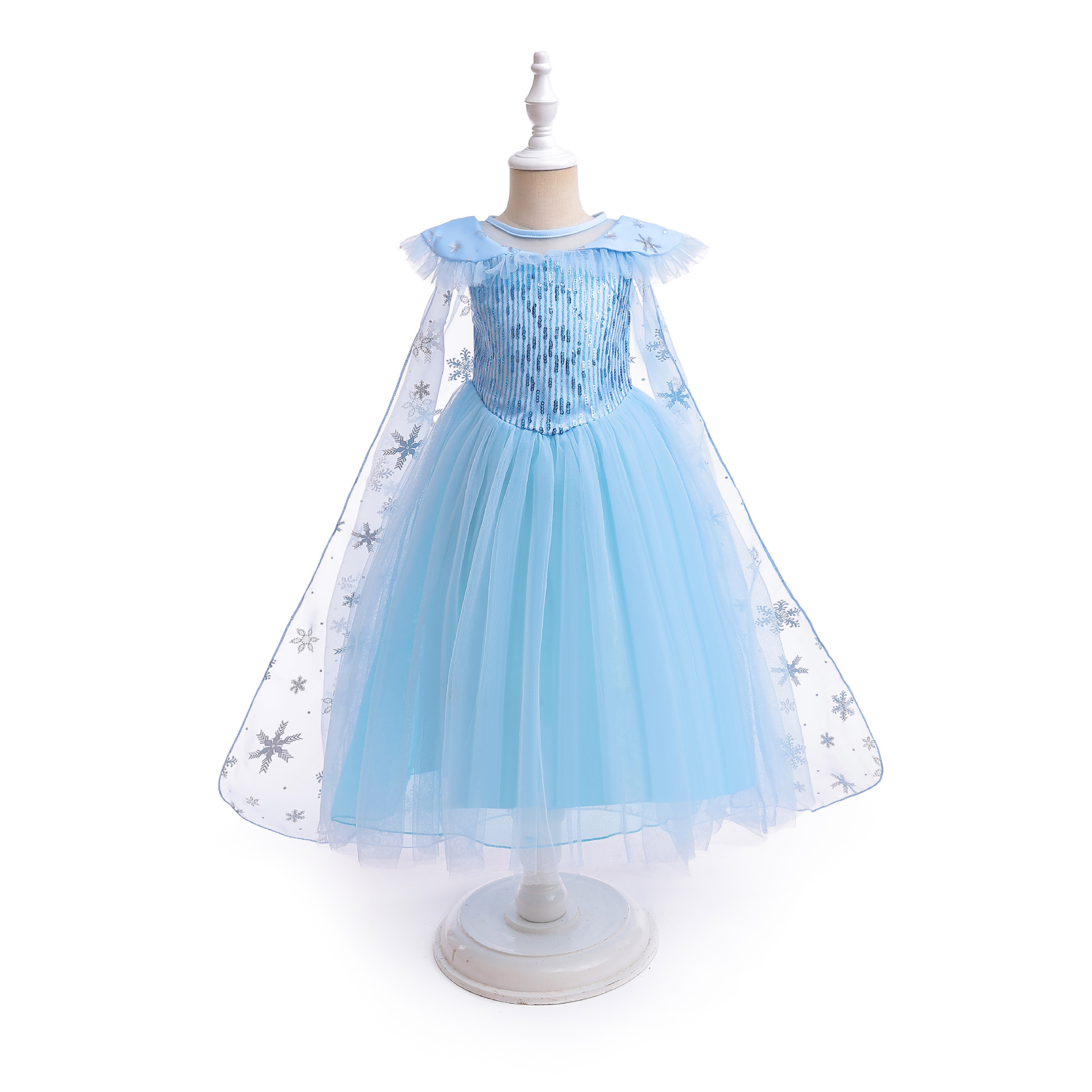 Frozen 2 Princess Aisha Skirt Girl's Skirt Mesh Dress Shaggy Sequin Removable Cloak Factory Outlet