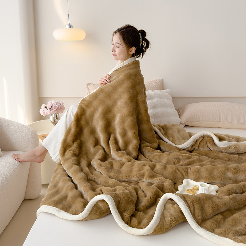 Picture of Amazon Cross-Border Warm Blanket Winter Thickened Blanket Office Milk Velvet Blanket Flannel Solid Color Rabbit Plush Blanket
