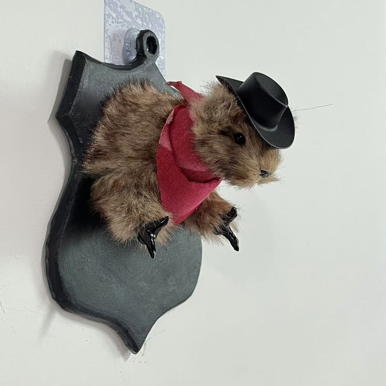 Cross-Border New Product Simulated Cowboy Obsessed Specimen Squirrel Cowbobandittaxidermysquirrel Wall Decoration