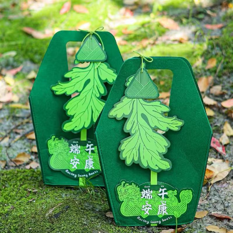 Dragon Boat Festival Ankang felt zongzi bag hand gift bag green packaging storage bag large capacity fashion handbag