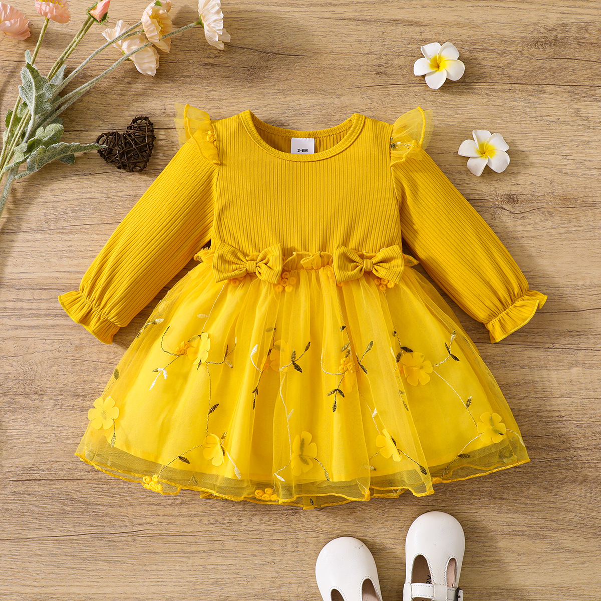 Picture of Children's clothing spring and autumn new European and American children's clothing mesh baby baby girl long sleeve dress children's skirt