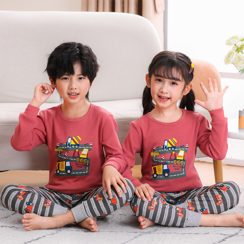 Picture of Children's autumn clothes long pants pure cotton boys' and girls' underwear suit cartoon children's autumn and winter new two-piece set bottoming