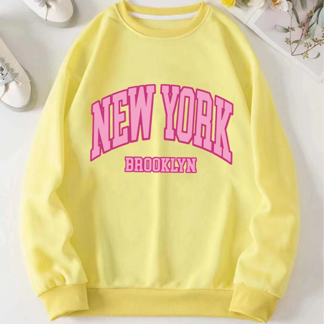 Women's long-sleeved sweater plus size round neck casual versatile youth fleece-lined thickened bottoming shirt New Loose Women's top