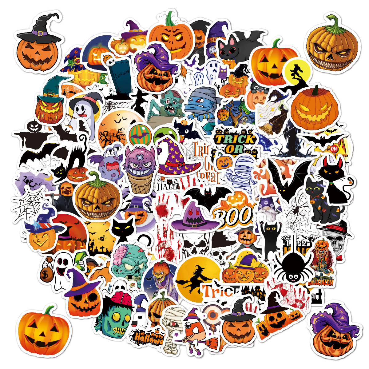 Picture of Halloween Stickers 2025 Holographic Laser Suitcase Water Cup Holiday Party Decoration Halloween Waterproof Stickers