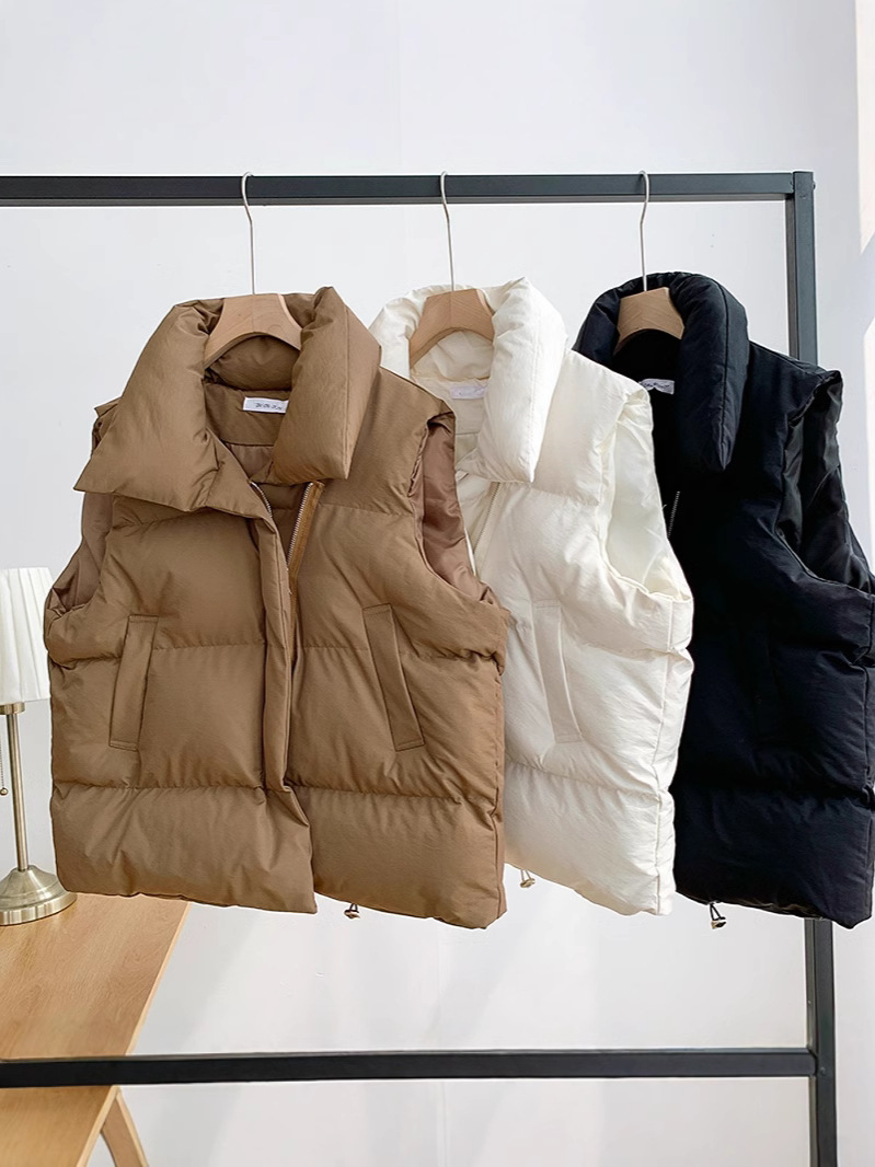 2024 autumn and winter new down cotton vest women's waistcoat Korean plus size loose vest foreign style vest jacket