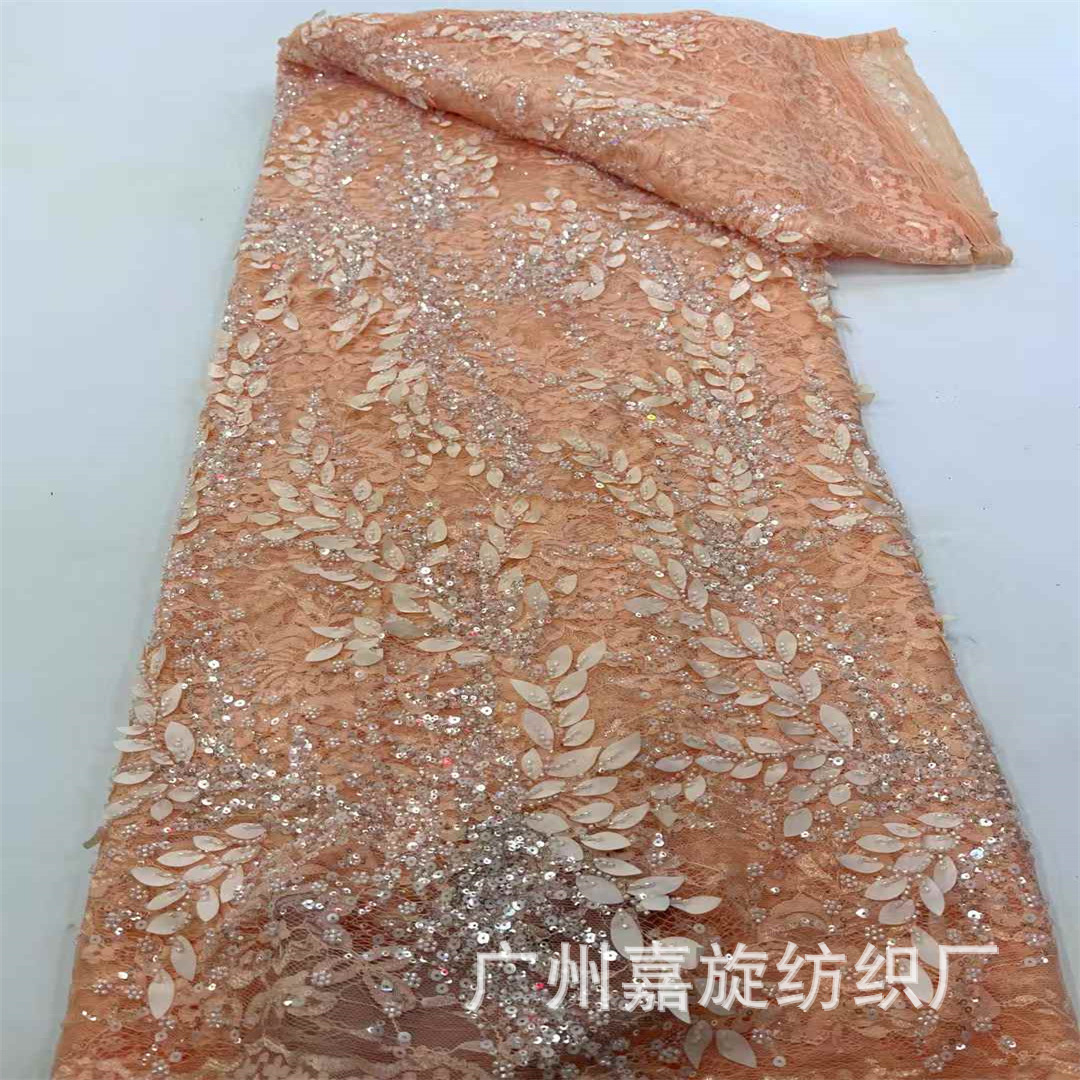 Cross-Border Multi-Color Beads Laser Flower Plus Sequin Dress Fabric European and American Bead Tube Wedding Dress Embroidered Cloth Lace