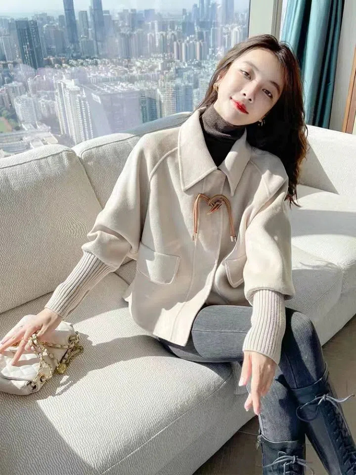 Picture of 2022 New woolen coat women's autumn and winter New Korean fashion loose good short woolen coat trench coat