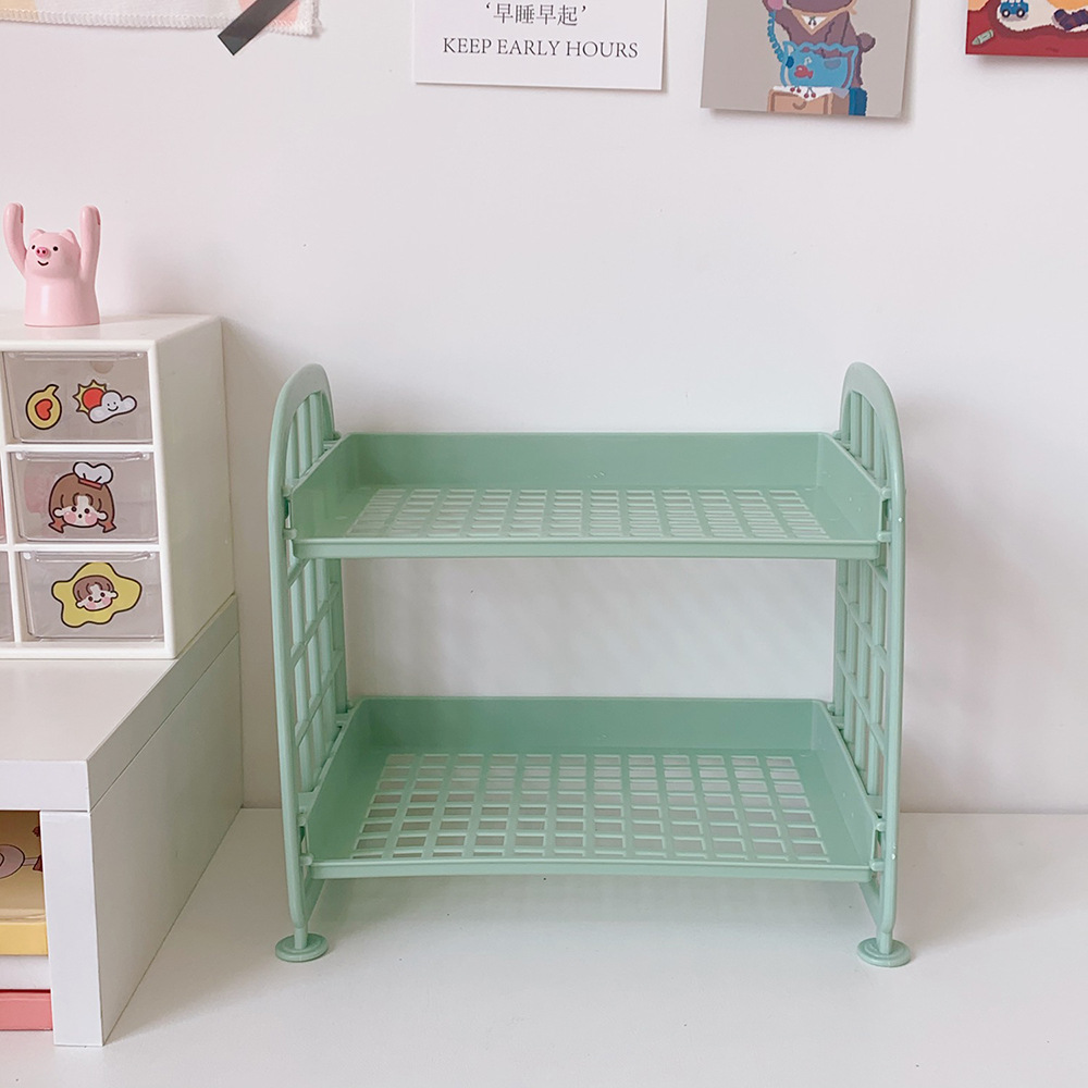 Picture of New Ins Cosmetic Jewelry Double-layer Folding Storage Rack Simple Household Desktop Bathroom Storage Rack Storage Rack