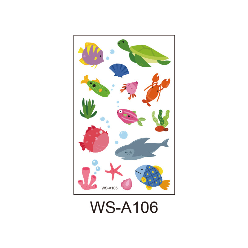 Picture of Spot Wholesale Children's Cartoon Original Tattoo Stickers Marine Animal Summer Tattoo Stickers Dolphin Shark Little Whale