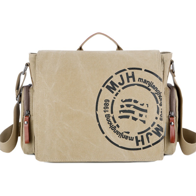 Fashion Canvas Bag New Men's Bag Large Capacity Men's Casual Bag Simple Atmospheric Shoulder Bag Elegant Crossbody Bag