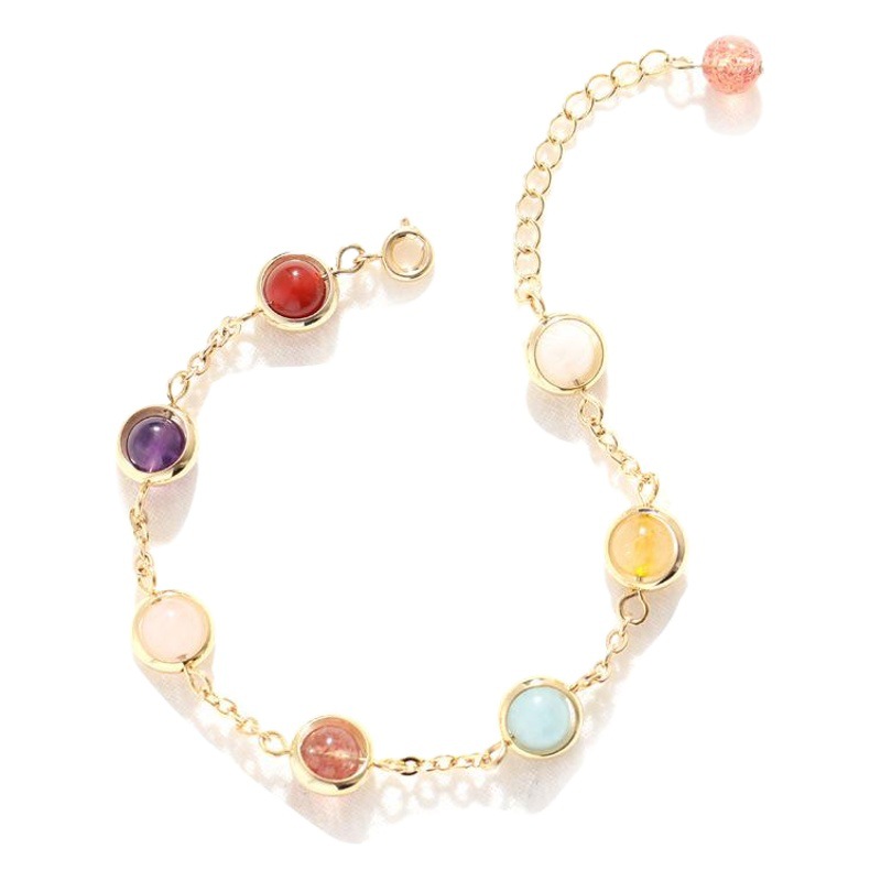 Crystal Bracelet for Women K-Style Sweet Forest Colorful Transfer Beads Ins Exquisite Version Rainbow Sugar Bead Bracelet Wholesale
