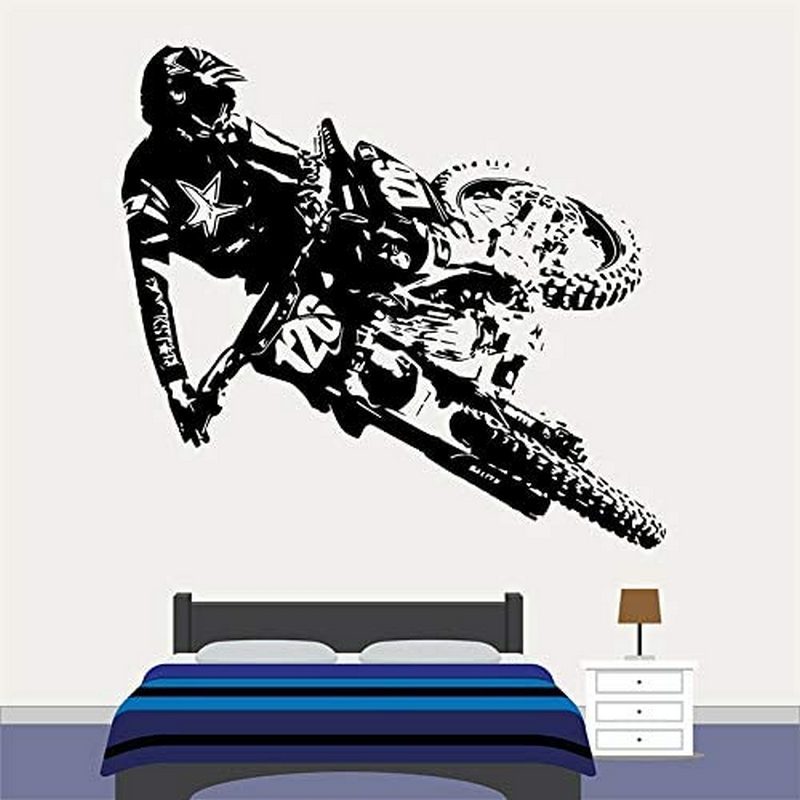 126 cross-country motorcycle pattern creative carved wall stickers art home wall stickers