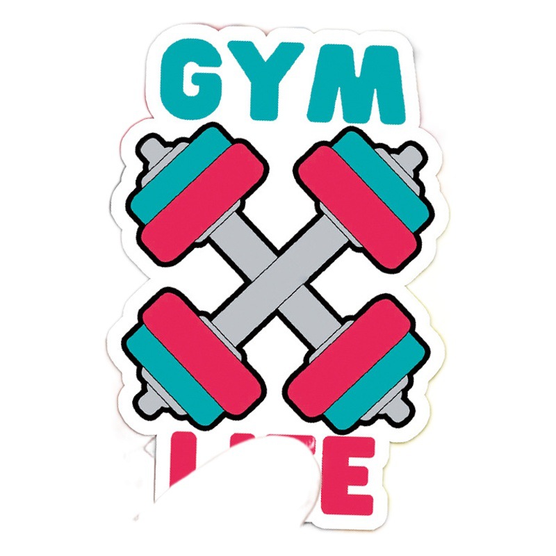 50 pieces of fitness graffiti personality cross-border cartoon weight loss exercise DIY mobile phone case water cup luggage sticker waterproof