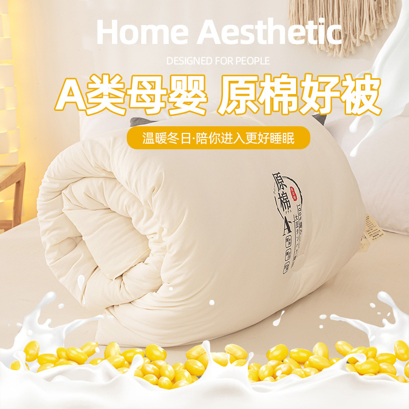 Class A Mother and Child Raw Cotton Soybean Quilt Thickened Winter Quilt Spring and Autumn Quilt Core Dormitory Soybean Fiber Quilt Hotel Quilt Summer Quilt