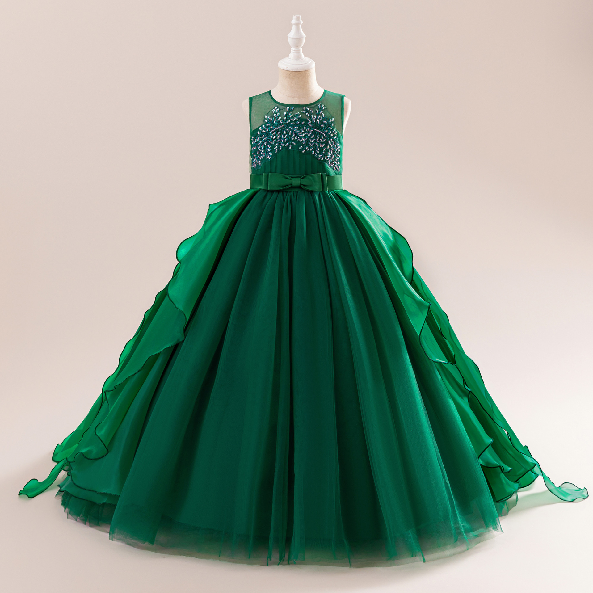 Picture of Cross-border Children's Dress Long Dress Poncho Girl's Princess Wedding Dress Banquet Host Evening Dress Catwalk Performance Dress