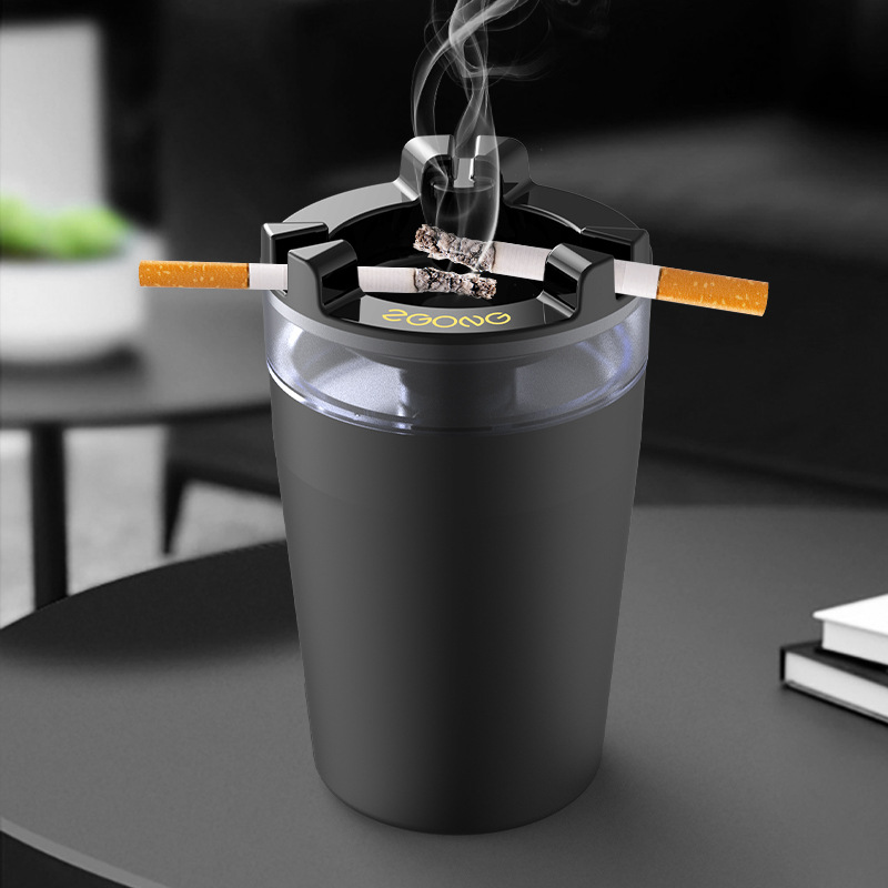 Ashtray with Water Tank Anti-fly Ash Anti-smoke Flavor Creative Household Car Funnel with Cover Personalized Stainless Steel Ashtray