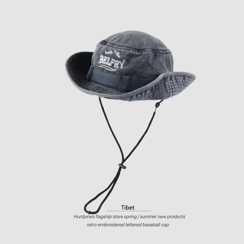 Picture of Japanese ins White Rose Pink Embroidered Fisherman Hat Children's Summer Sunshade Sunscreen Hat Outdoor Camping Hiking Hat