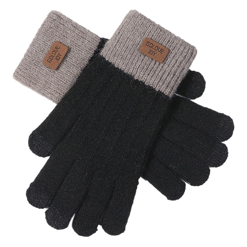 Alpaca wool knitted touch screen gloves women's autumn and winter warm outdoor windproof fleece-lined Korean cute cold-proof gloves DZ70