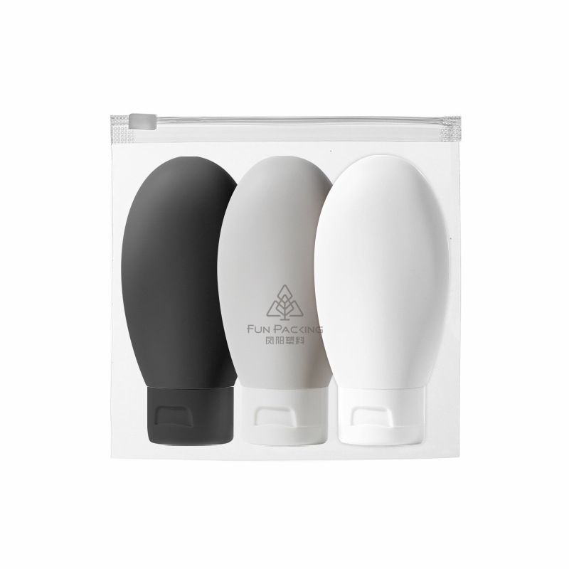 Picture of Travel wash and care suit three-piece PE suede hose bottle portable skin care products wash squeeze facial cleanser sub-bottle