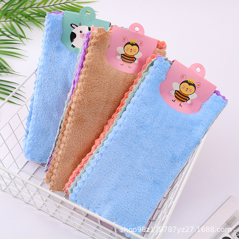 Coral Velvet Square Towel 5 Pack Check-In Soft and Absorbent Multifunctional Dishwashing Hand Cleaning Rag Kidsren's Small Towel