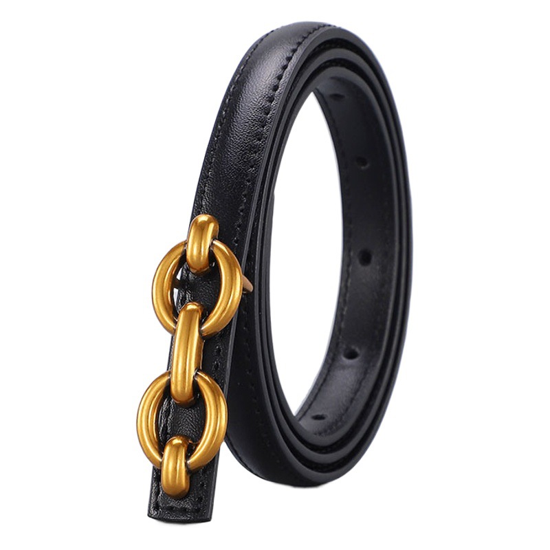 Women's Versatile Leather Belt for Suits, Waist-Cinching Dresses, Decorative Belt, Thin Style, Wholesale, European and American Light Luxury