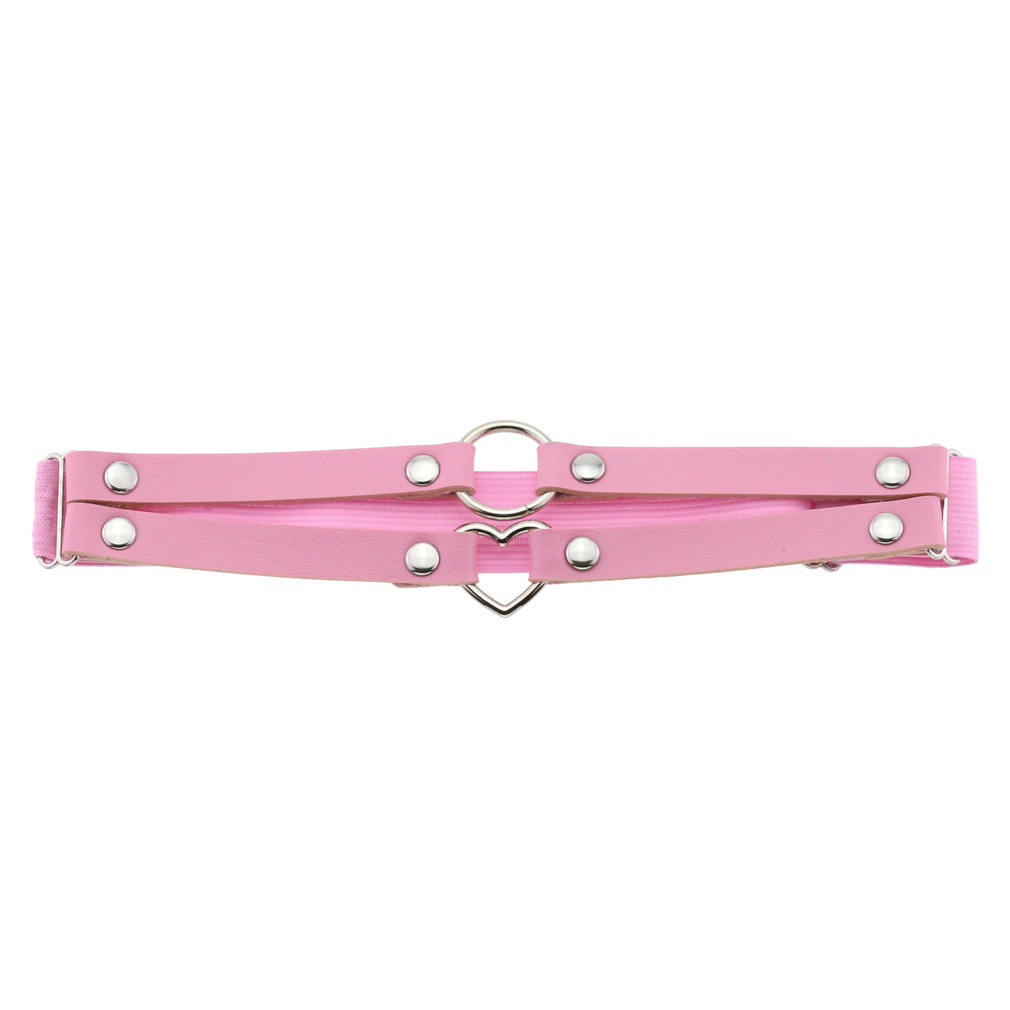 Picture of Cross-border personality temperament sexy punk style double-line ring leather thigh ring peach-shaped love-shaped elastic garter belt
