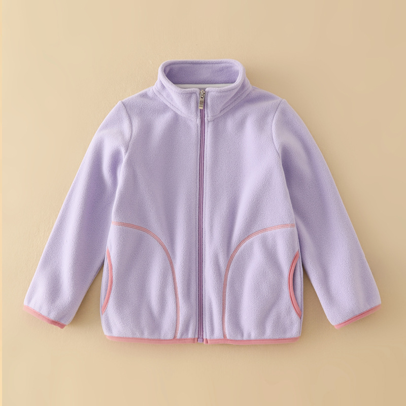 Picture of Autumn and Winter Girls' Coat Polar Fleece Boys' Warm Top All-match Middle-aged Children's Zipper Shirt Outerwear Children's Wear