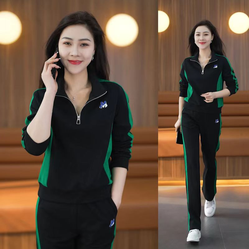 Internet celebrity fashion casual suit women's stand collar sweater 2023 spring new fashionable fashionable young running clothes