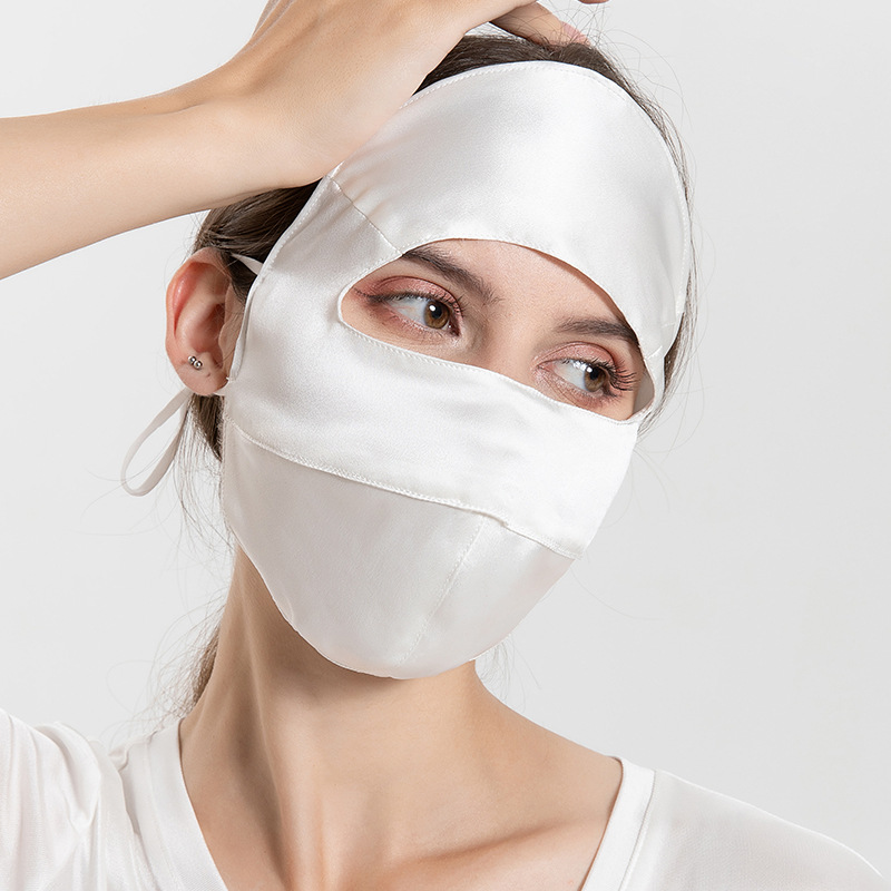 Picture of Silk sun mask sleep breathable full face cover summer UV mask mulberry silk oil smoke-proof veil for women
