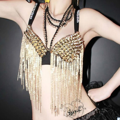 Picture of A variety of nightclub sexy sequined colored diamond rivet rhinestone bra shorts pole dance bar DS watch performance bra