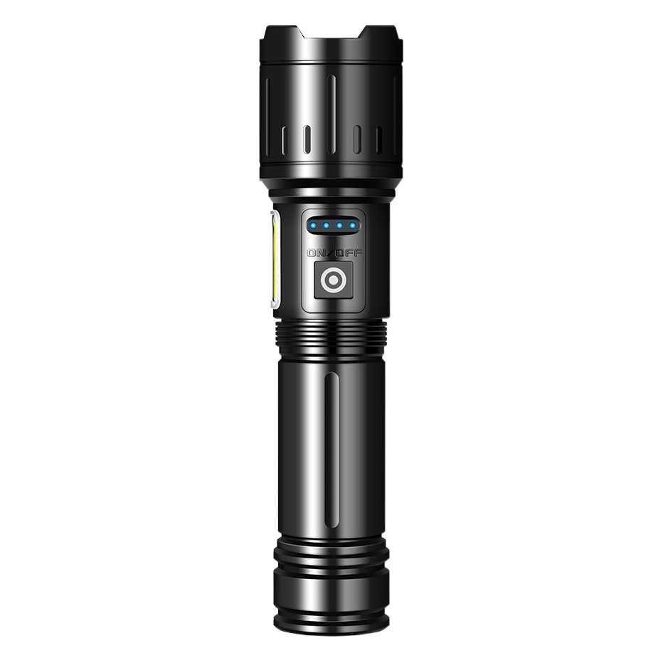 Cross-border P70 aluminum alloy zoom flashlight USB charging strong light long-range outdoor emergency charging treasure strong magnetic flashlight