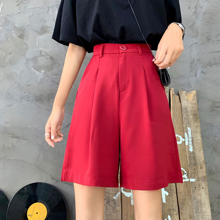 Picture of Summer 2024 New Korean style loose high waist slimming suit shorts student versatile five-point wide leg casual pants for women