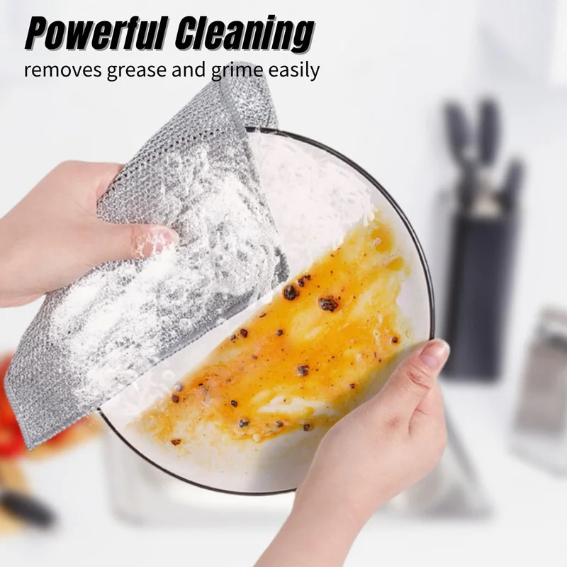 Picture of Opp bag packaging single layer double layer silver composite cloth instead of steel wire kitchen steel wire dishwashing cloth scouring pad