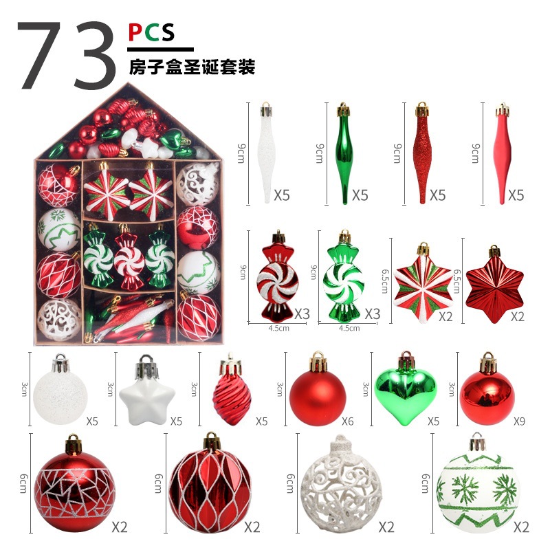 Picture of Cross-border New Christmas Decorations House Painted Christmas Ball suit Gift Bag Christmas Tree Pendant
