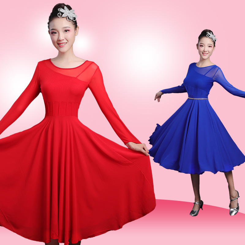 2019 square dance all say that the new dress prays for you, modern dance, Latin dance, cha cha cha three big swing skirt women