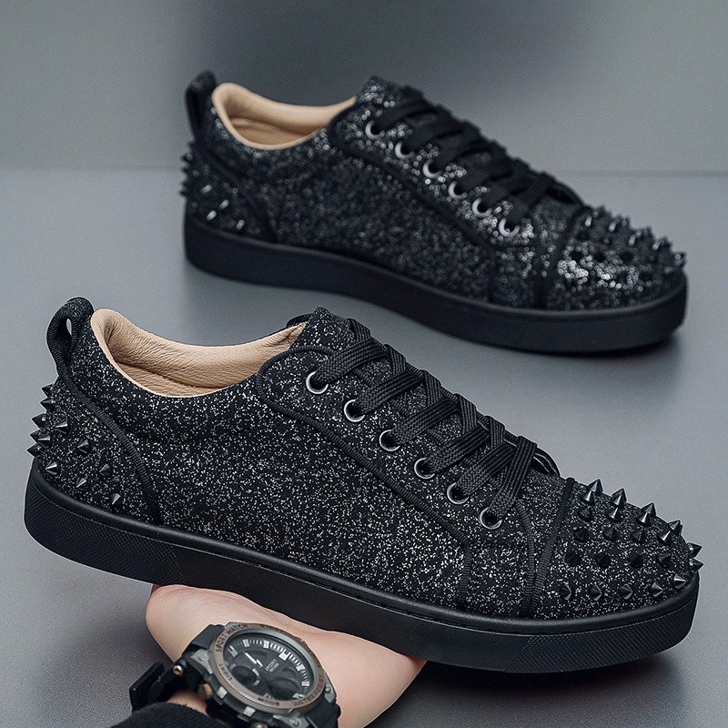 Picture of 2025 Autumn New Men's Shoes, Fashionable Casual Shoes, Personalized Studed Trendy Shoes, Spirited Young Men's Sneakers, Youth Flats