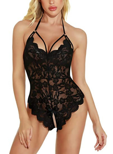 Foreign trade sexy underwear hollow tight crotch conjoined sexy backless temptation lace neck pajamas a generation of hair