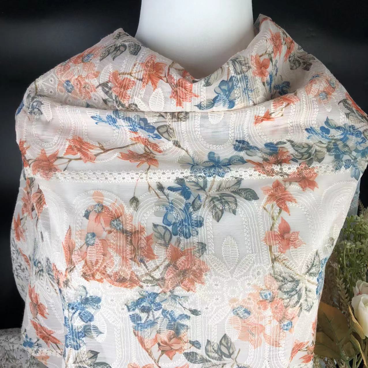 Xiaojun Textile Floral Pattern Computer Embroidery Printed Fabric Chinese Print Children's Clothing Fabric Dress Han Dynasty