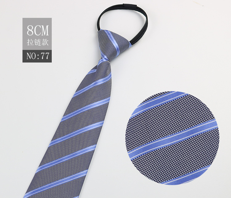 Picture of Factory Black Men's Tie Striped Blue Business Tie Lazy People Knot Free Zipper Tie in stock Wholesale