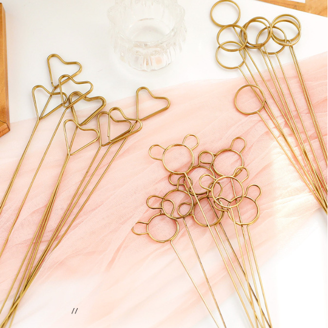Bouquet Packaging Card Holder Metal Heart-Shaped Flower Arrangement Floral Material Flower Arrangement Pole Valentine's Day Flower Shop Materials and Supplies