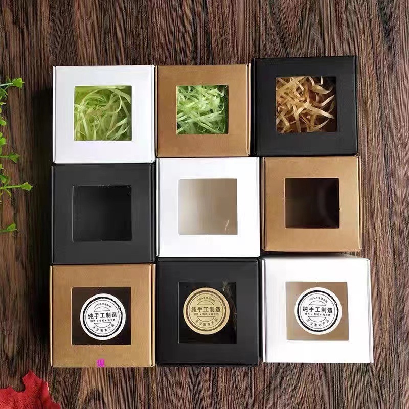 Solid Color Packaging Box West Point Gift PVC Transparent Handmade Soap Soap Small Paper Box Kraft Paper Box Jewelry Box