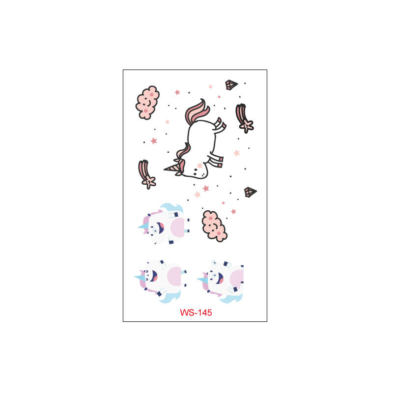 Picture of Unicorn Tattoo Sticker Original Children's Cute Cartoon Doll Birthday Rainbow Little Pegasus Waterproof Temporary Sticker