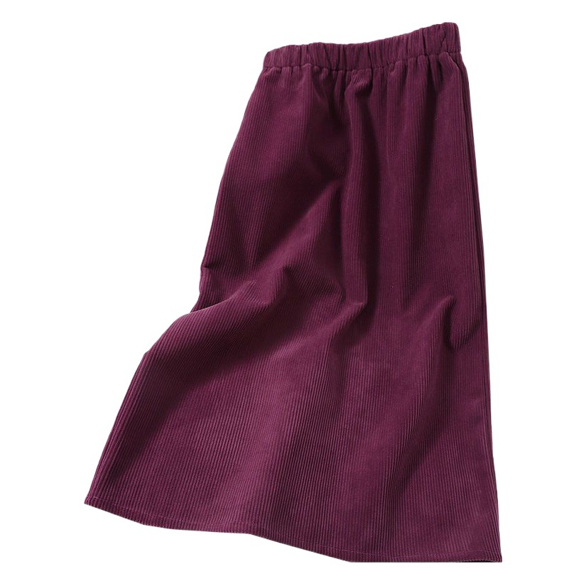 Autumn and Winter New Slim Fleece Skirt Women's Back Split One-Step Skirt Age-Reducing Corduroy Hip Over-the-Knee Skirt